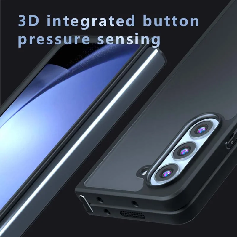 Für Samsung Galaxy Z Fold5 5G Hülle Skin-Touch TPU + PC Matte Handyhülle, Transparent Schwarz