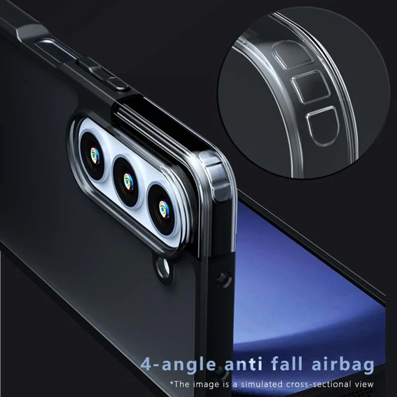 Für Samsung Galaxy Z Fold5 5G Hülle Skin-Touch TPU + PC Matte Handyhülle, Transparent Schwarz
