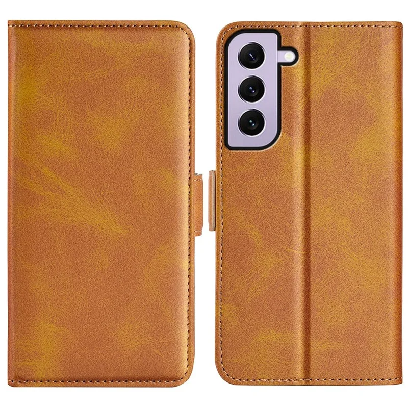 Pour Samsung Galaxy S23 Support Portefeuille Couverture de Téléphone Portable Texture de Veau PU le Cuir Double Fermoir Magnétique - Jaune