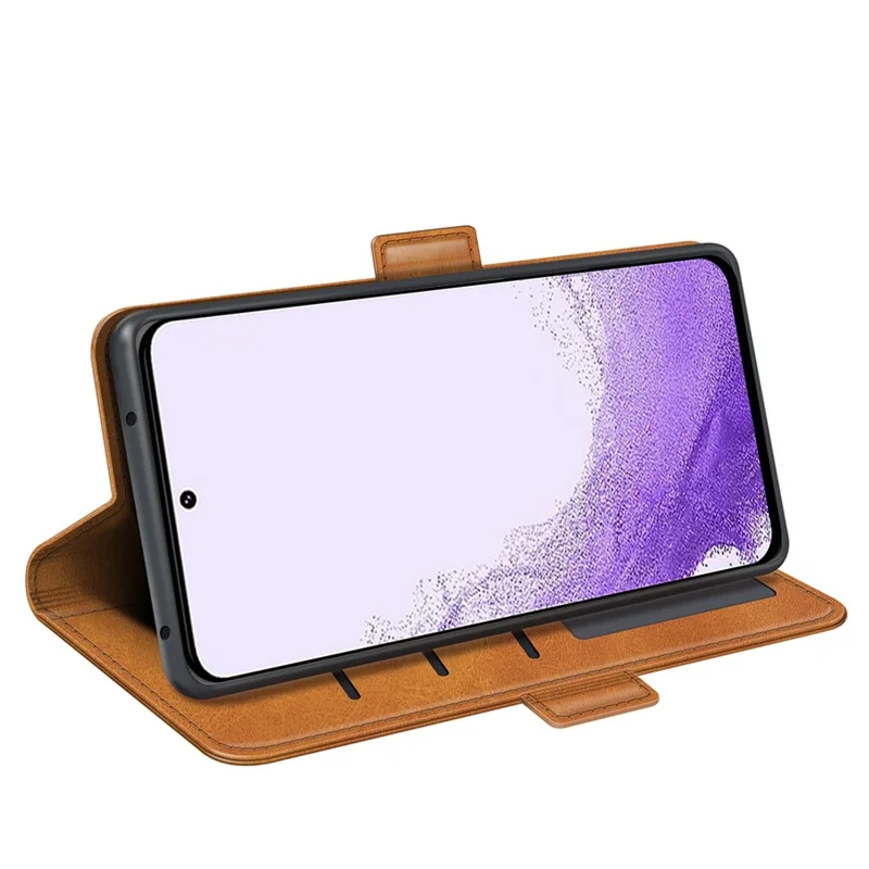 Pour Samsung Galaxy S23 Support Portefeuille Couverture de Téléphone Portable Texture de Veau PU le Cuir Double Fermoir Magnétique - Jaune