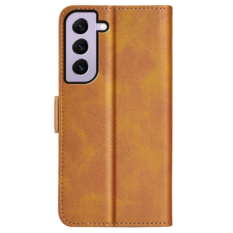 Pour Samsung Galaxy S23 Support Portefeuille Couverture de Téléphone Portable Texture de Veau PU le Cuir Double Fermoir Magnétique - Jaune