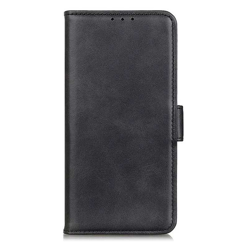 For Motorola Moto G56 5G Case Stand Cowhide Texture PU Leather Phone Cover - Black