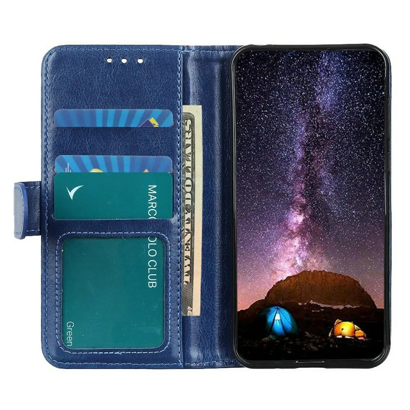 Pour Motorola Moto G56 5G Étui en Cuir PU Texture Crazy Horse avec Support de Téléphone - Bleu