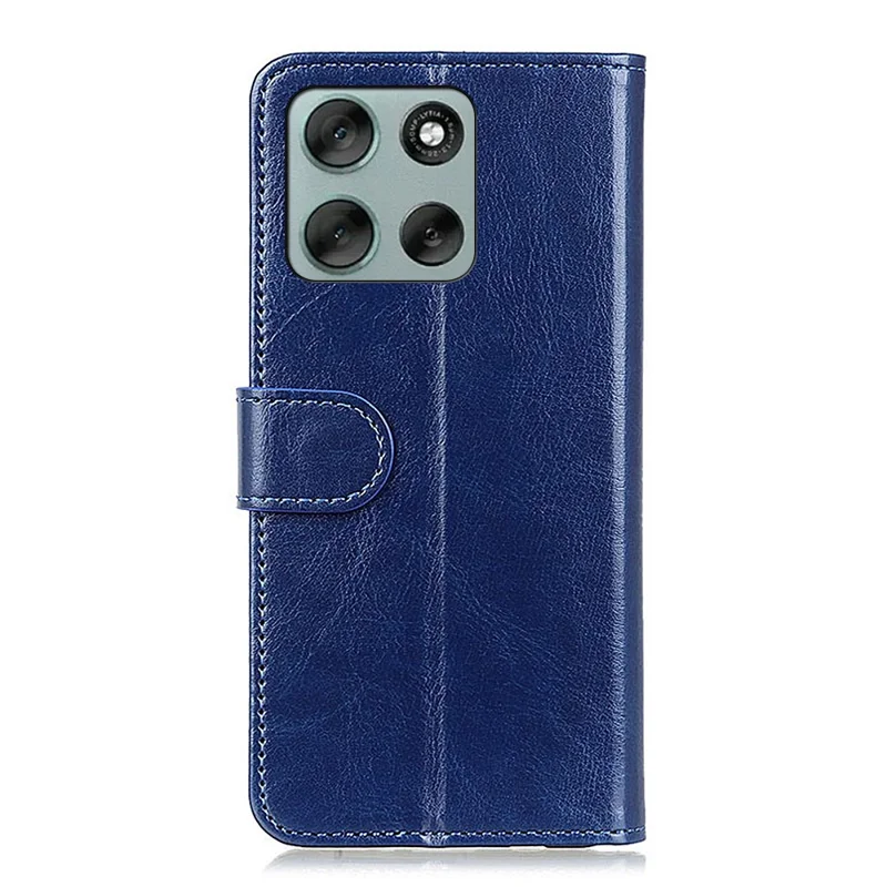 Pour Motorola Moto G56 5G Étui en Cuir PU Texture Crazy Horse avec Support de Téléphone - Bleu