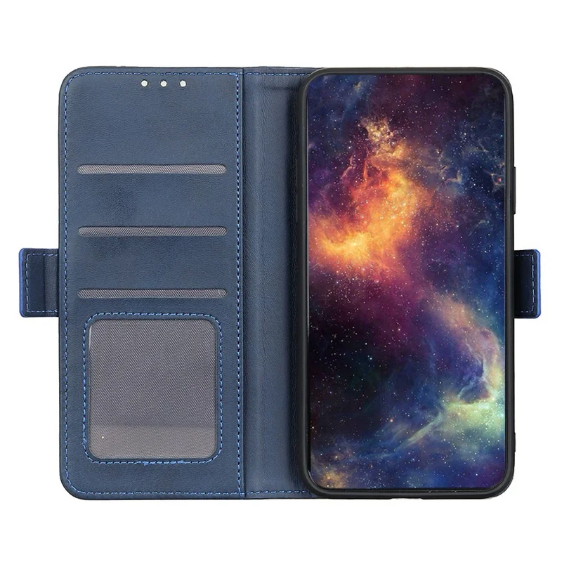 Voor Honor X6c 4G Hoesje Stand Koeienhuidstructuur PU Leren Telefoonhoes - Blauw