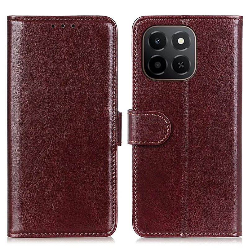 Capa para Honor X6c 4G Estilo Crazy Horse em Couro PU com Suporte para Celular - Marrom
