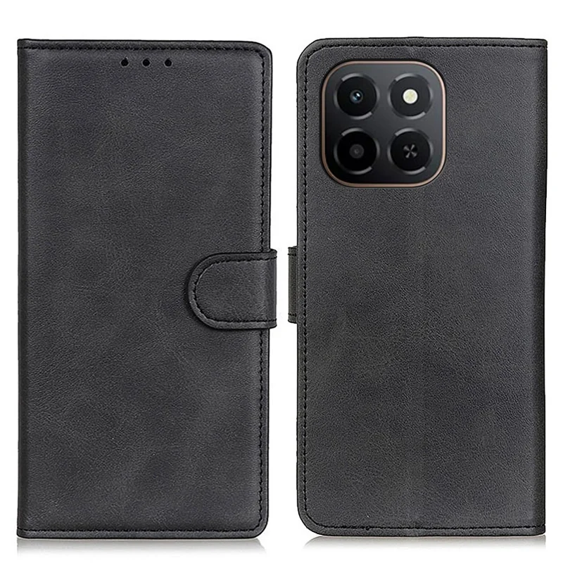 Cover per Honor X6c 4G in Pelle di Vacchetta con Portafoglio e Supporto - Nero