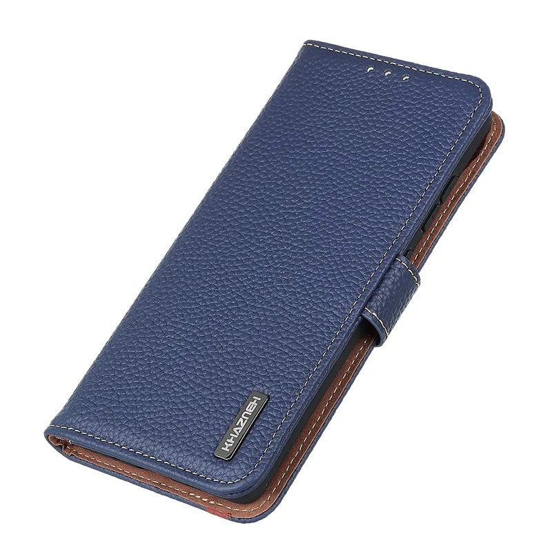 KHAZNEH For Honor X6c 4G Case Genuine Cow Leather Flip Phone Cover - Blue