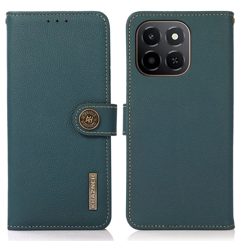KHAZNEH für Honor X6c 4G Hülle aus echtem Rindsleder Brieftasche Handyhülle - Grün