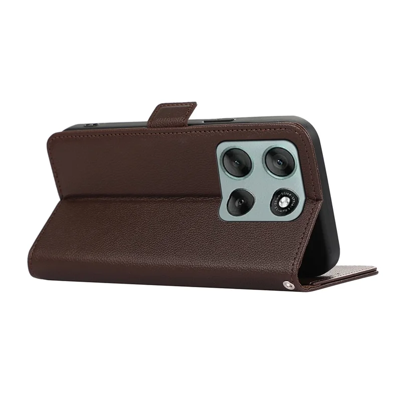 ABEEL Para Motorola Moto G56 5G Capa Textura de Litchi Capa de Telefone Bloqueio RFID - Marrom