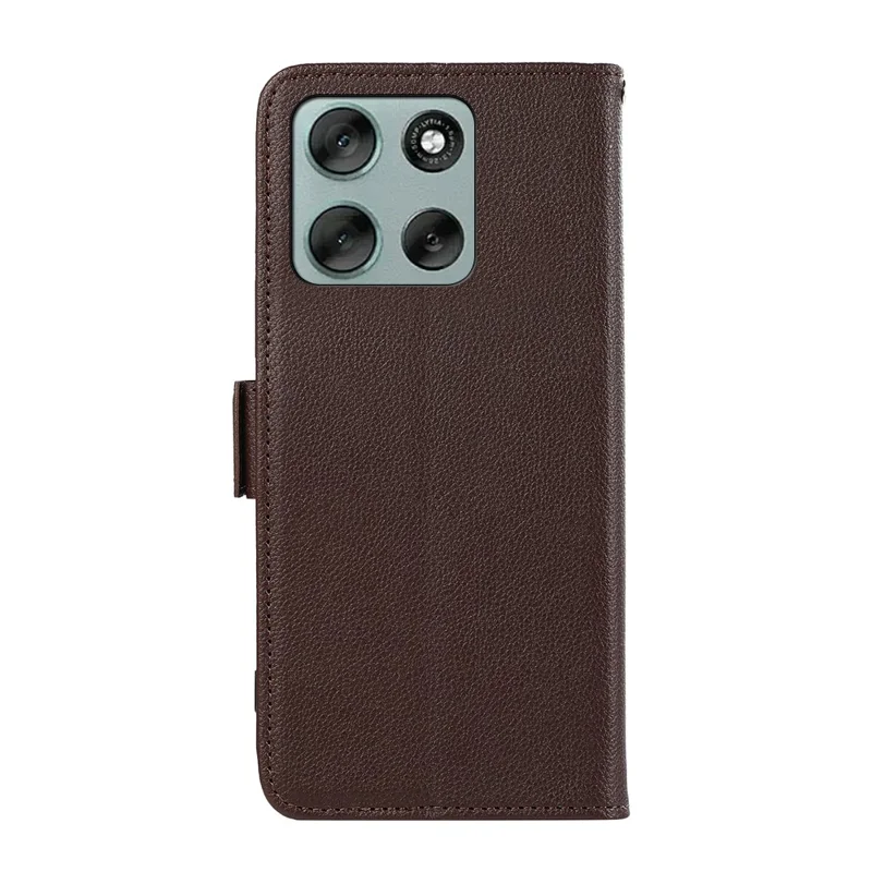 ABEEL Para Motorola Moto G56 5G Capa Textura de Litchi Capa de Telefone Bloqueio RFID - Marrom