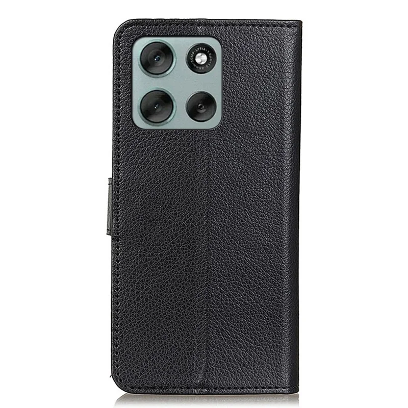 Para Motorola Moto G56 5G Capa Carteira em Couro Sintético para Celular Textura Litchi - Preto