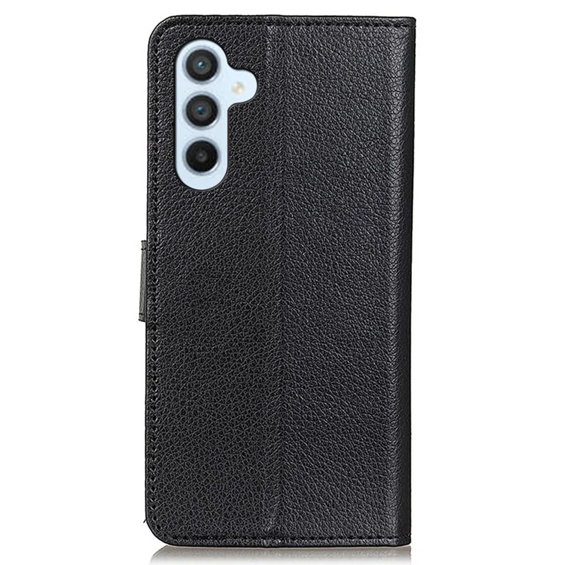 For Samsung Galaxy S25 FE Wallet Case PU Leather Phone Cover Litchi Texture - Black