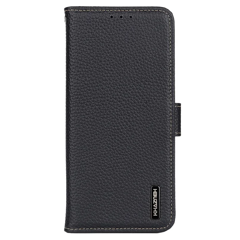 KHAZNEH Für Samsung Galaxy S25 FE Hülle Echtes Kuhledertasche Flip Handyhülle - Schwarz