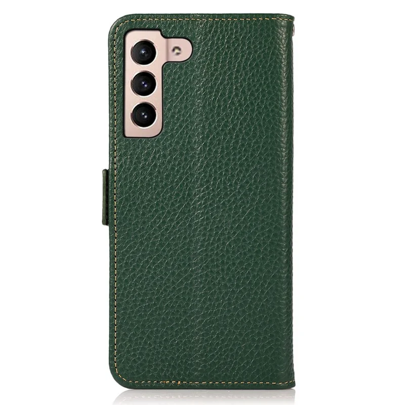 KHAZNEH Funda de Cuero de Vaca Auténtico para Samsung Galaxy S25 FE con Bloqueo RFID - Verde