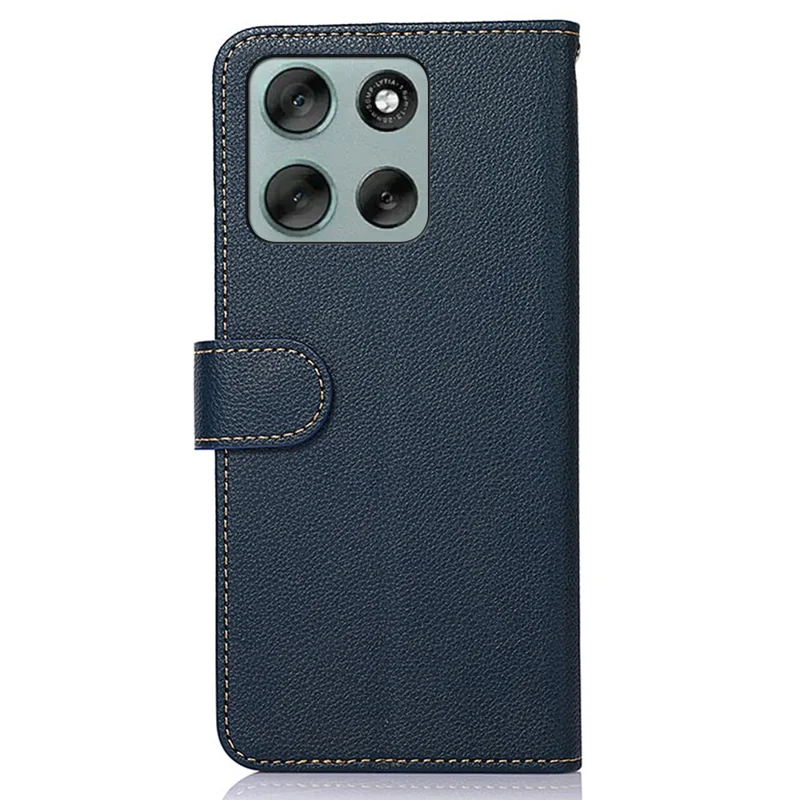 KHAZNEH für Motorola Moto G86 5G Hülle mit RFID-Blockierung Geldbörse aus PU-Leder mit Trageriemen - Blau