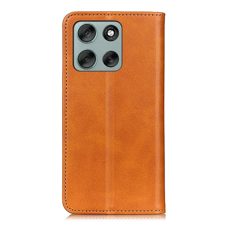 Voor Motorola Moto G86 5G hoesje van gespleten leer met flipportemonnee - Bruin