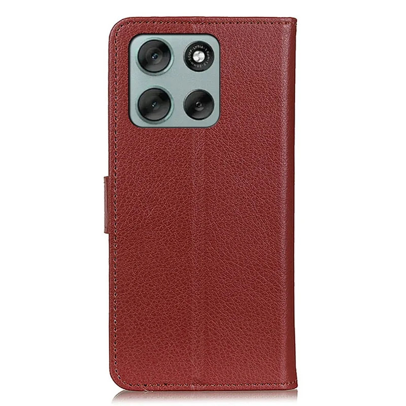 For Motorola Moto G86 5G Wallet Case PU Leather Phone Cover Litchi Texture - Brown