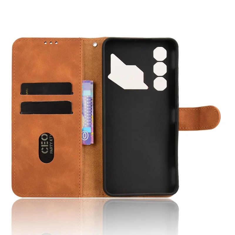 For ZTE nubia Neo 3 GT 5G Leather Case Skin Feel Anti Drop Wallet Flip Phone Cover - Brown