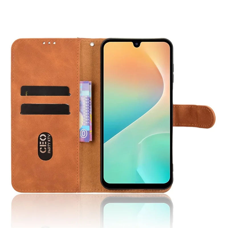 Custodia in Pelle per Samsung Galaxy M36 5G Effetto Pelle, Antiurto, Portafoglio Pieghevole - Marrone