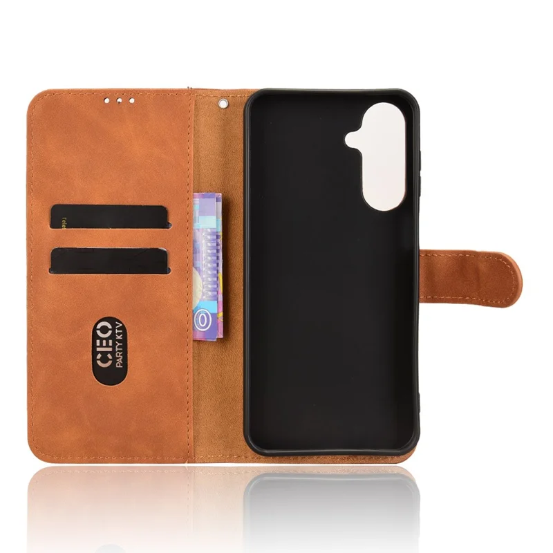 Custodia in Pelle per Samsung Galaxy M36 5G Effetto Pelle, Antiurto, Portafoglio Pieghevole - Marrone