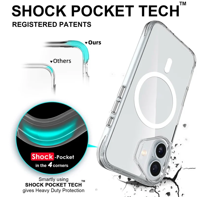 For iPhone 17 Case Compatible with MagSafe TPU + PC Clear Phone Cover