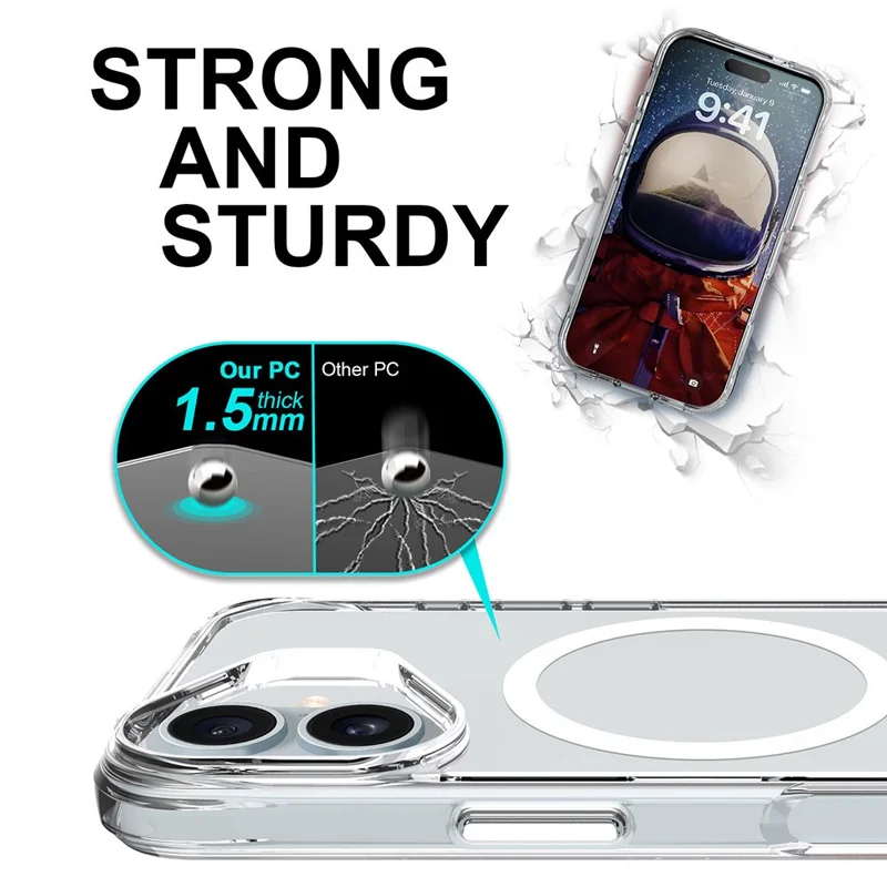 For iPhone 17 Case Compatible with MagSafe TPU + PC Clear Phone Cover