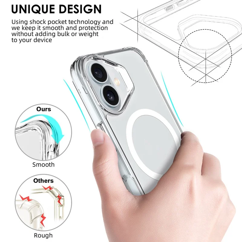 For iPhone 17 Case Compatible with MagSafe TPU + PC Clear Phone Cover