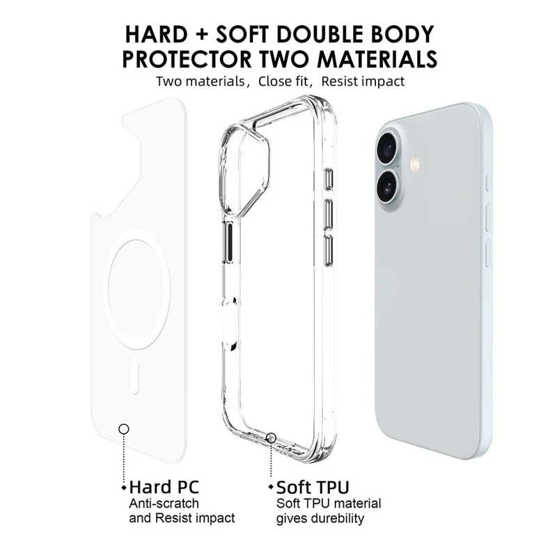 For iPhone 17 Case Compatible with MagSafe TPU + PC Clear Phone Cover
