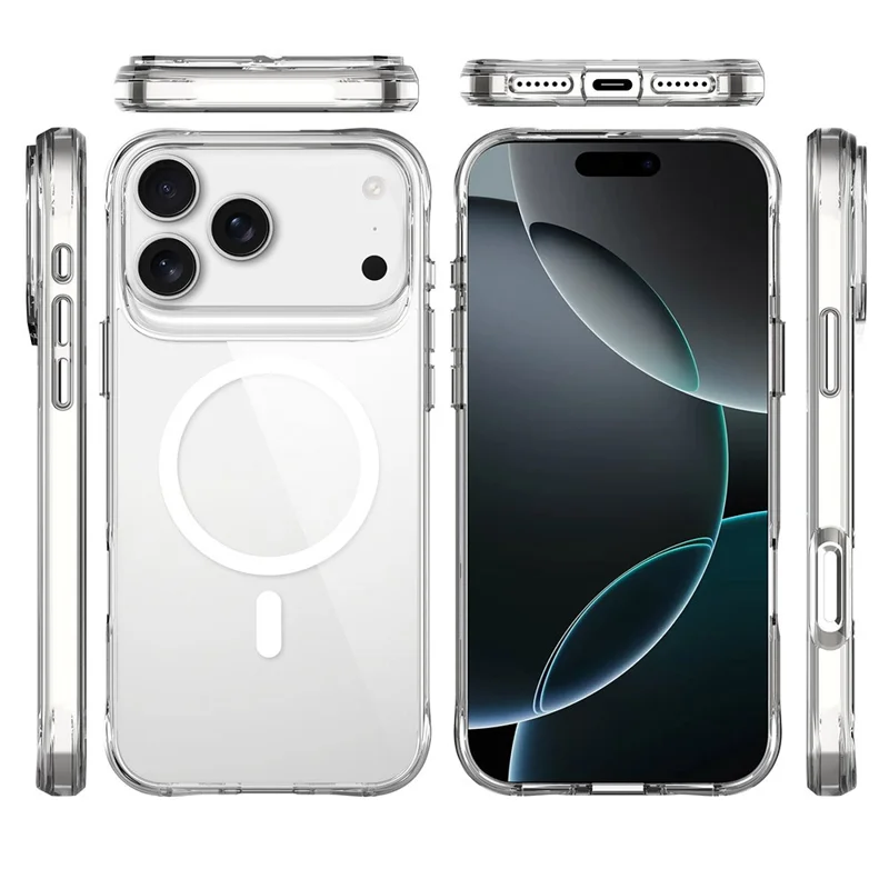 For iPhone 17 Pro Case Compatibel met MagSafe TPU + PC Doorzichtige Telefoonhoes