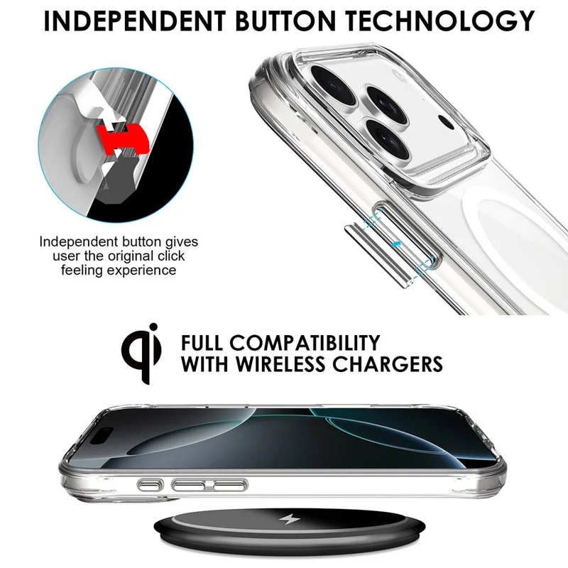 For iPhone 17 Pro Case Compatibel met MagSafe TPU + PC Doorzichtige Telefoonhoes