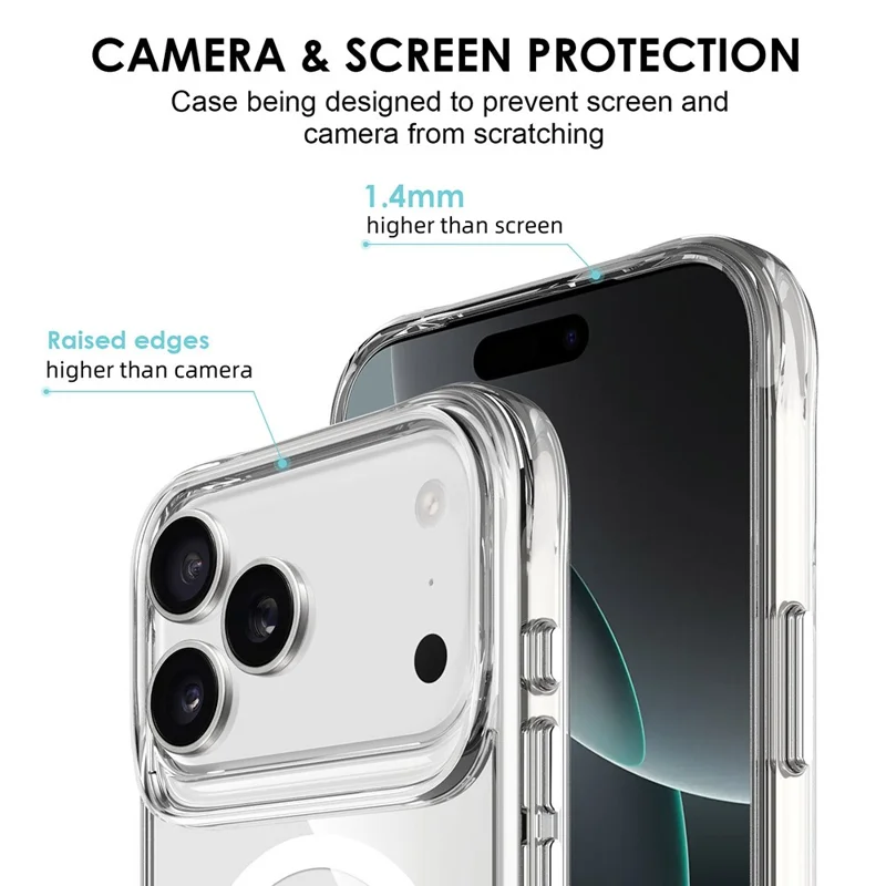 For iPhone 17 Pro Case Compatibel met MagSafe TPU + PC Doorzichtige Telefoonhoes
