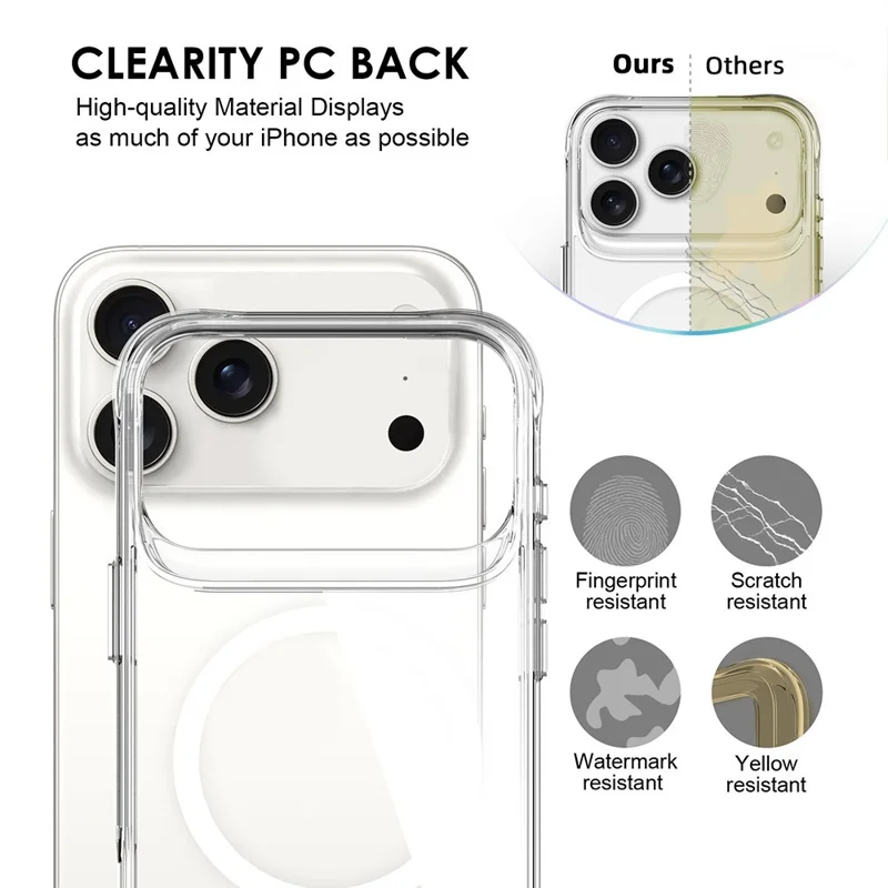 For iPhone 17 Pro Case Compatibel met MagSafe TPU + PC Doorzichtige Telefoonhoes