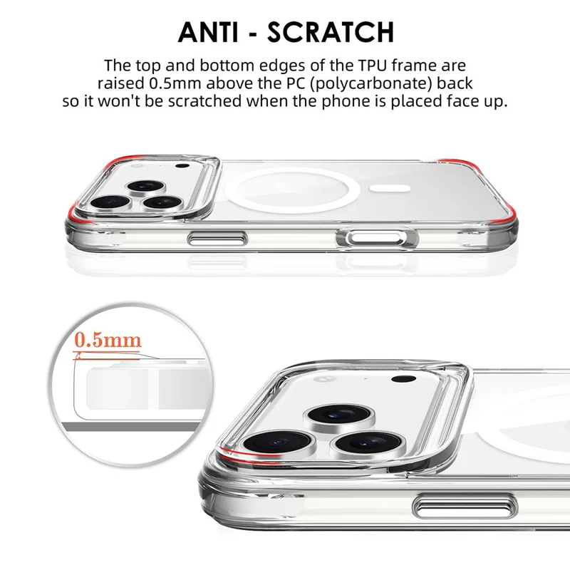 For iPhone 17 Pro Case Compatibel met MagSafe TPU + PC Doorzichtige Telefoonhoes