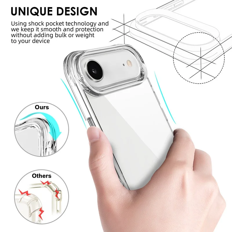 For iPhone 17 Air Case PC + TPU Dropproof Transparent Phone Cover