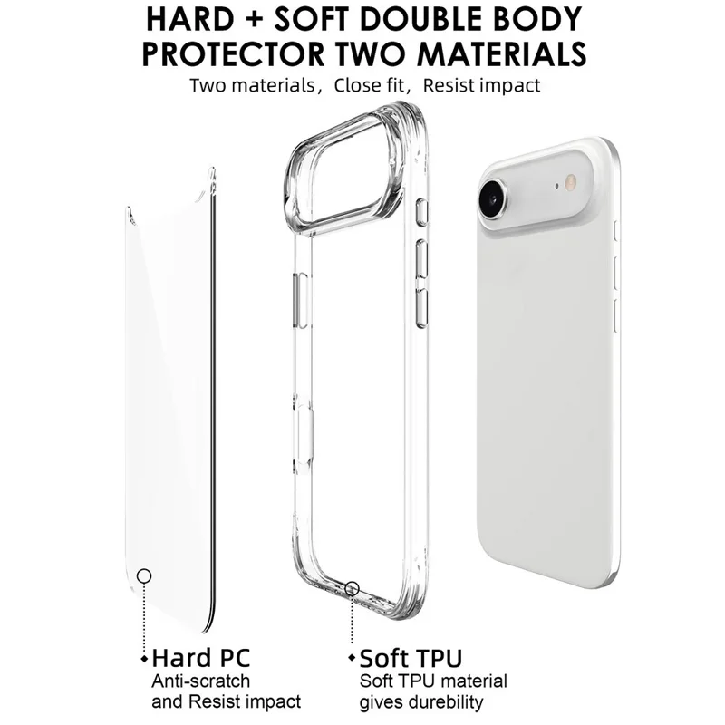 For iPhone 17 Air Case PC + TPU Dropproof Transparent Phone Cover
