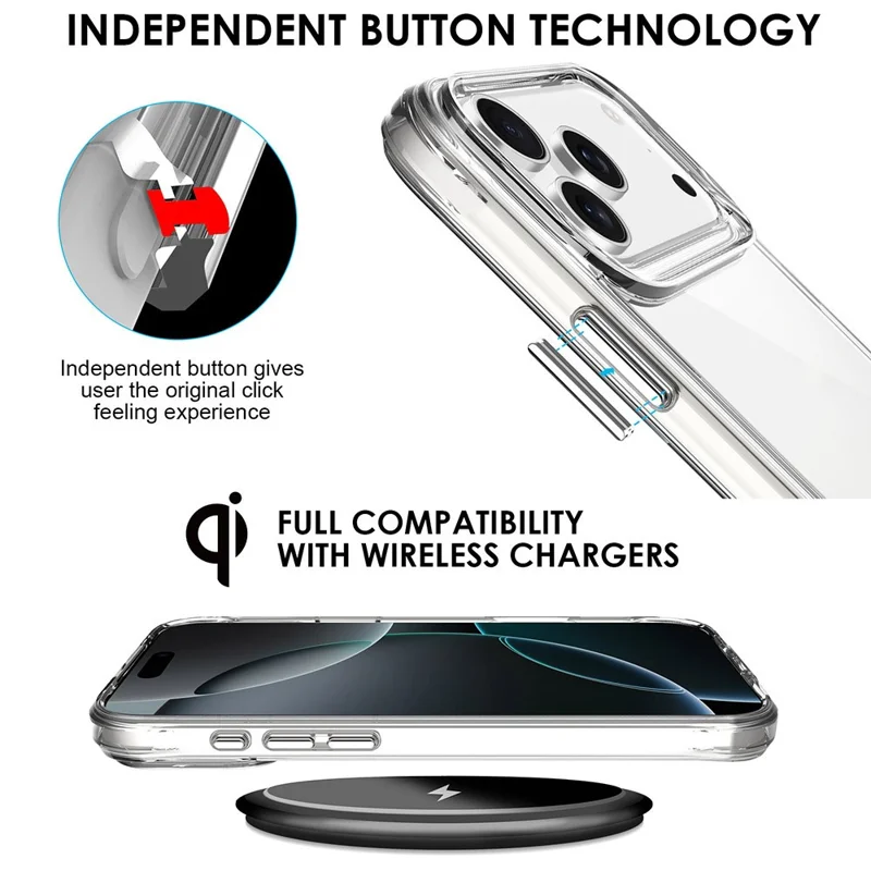 For iPhone 17 Pro Case PC + TPU Dropproof Transparent Phone Cover