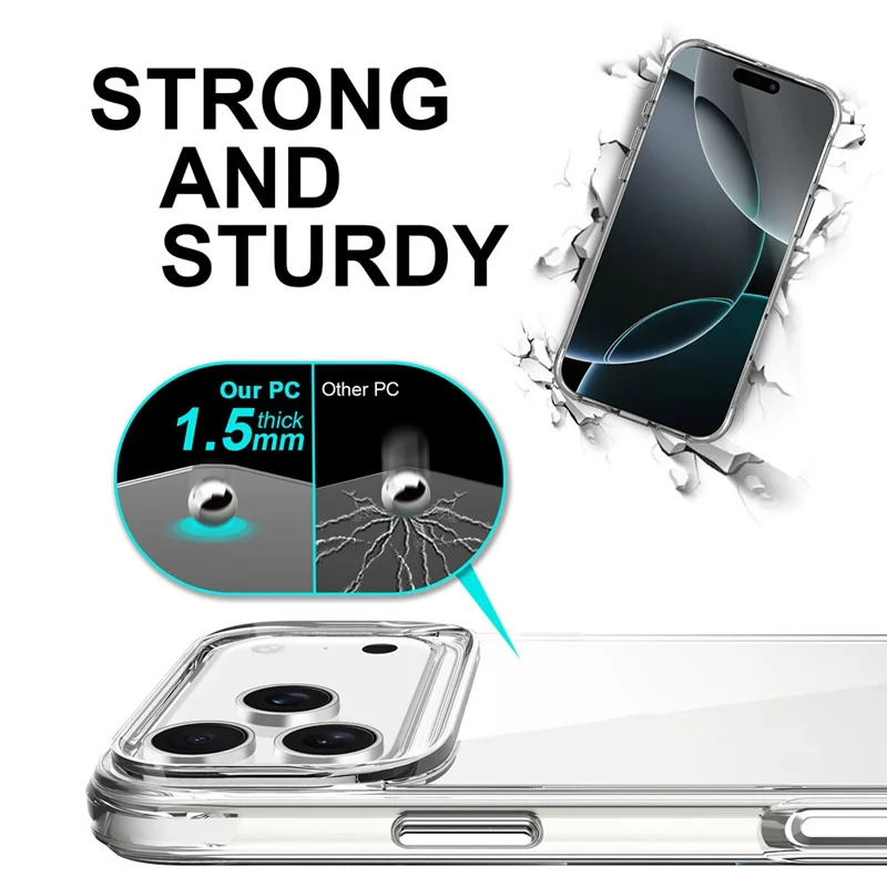 For iPhone 17 Pro Case PC + TPU Dropproof Transparent Phone Cover