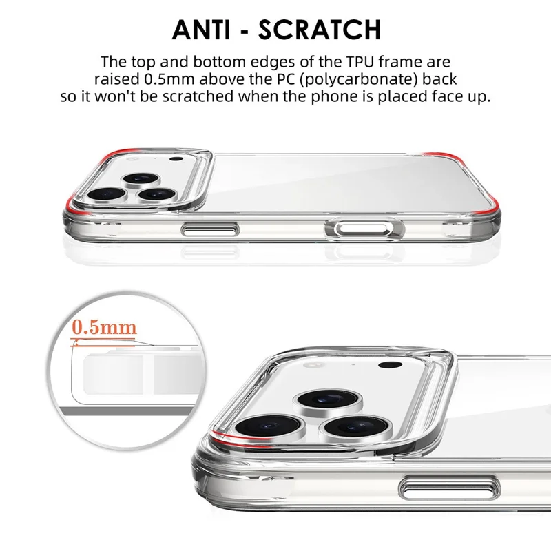 For iPhone 17 Pro Case PC + TPU Dropproof Transparent Phone Cover