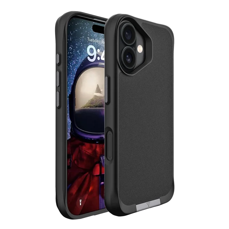 For iPhone 17 Magnetic Case PC + TPU Phone Cover with Hidden Kickstand - Black