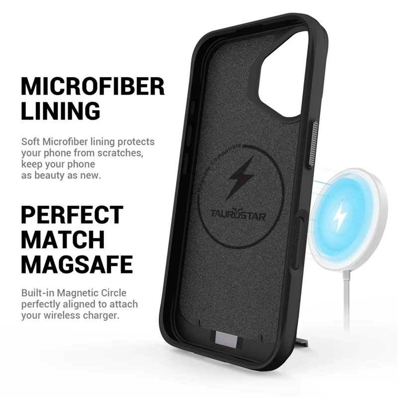 For iPhone 17 Magnetic Case PC + TPU Phone Cover with Hidden Kickstand - Black