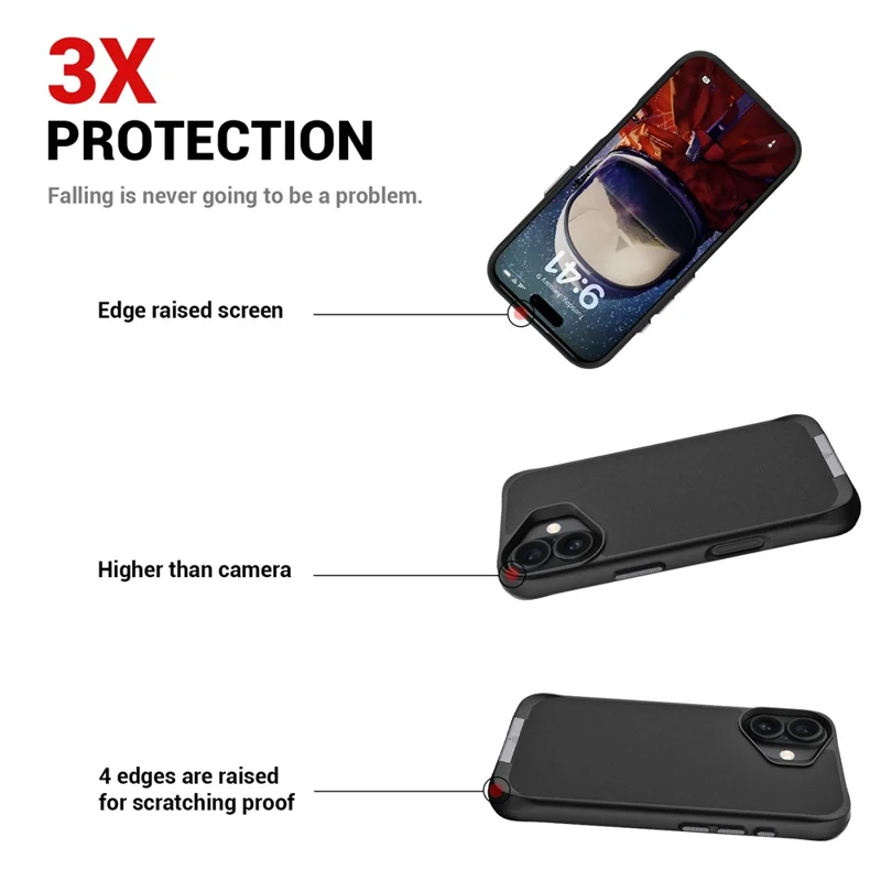 For iPhone 17 Magnetic Case PC + TPU Phone Cover with Hidden Kickstand - Black