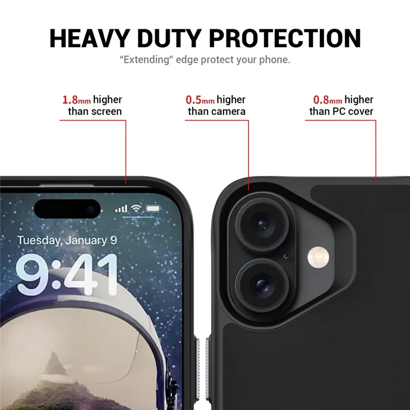 For iPhone 17 Magnetic Case PC + TPU Phone Cover with Hidden Kickstand - Black