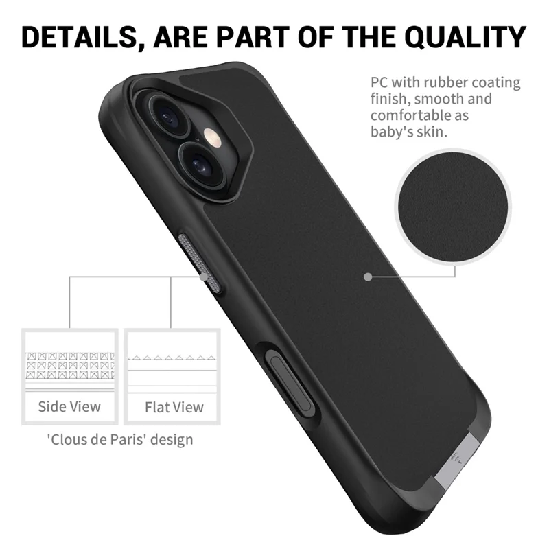 For iPhone 17 Magnetic Case PC + TPU Phone Cover with Hidden Kickstand - Black