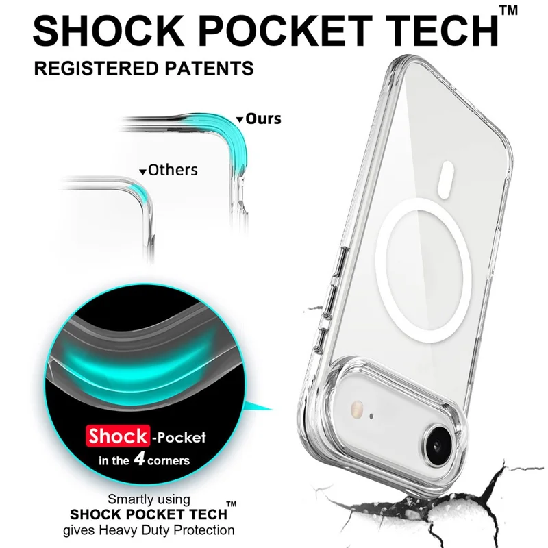 Capa de Ar para iPhone 17 Compatível com MagSafe TPU + PC Capa de Telefone Transparente