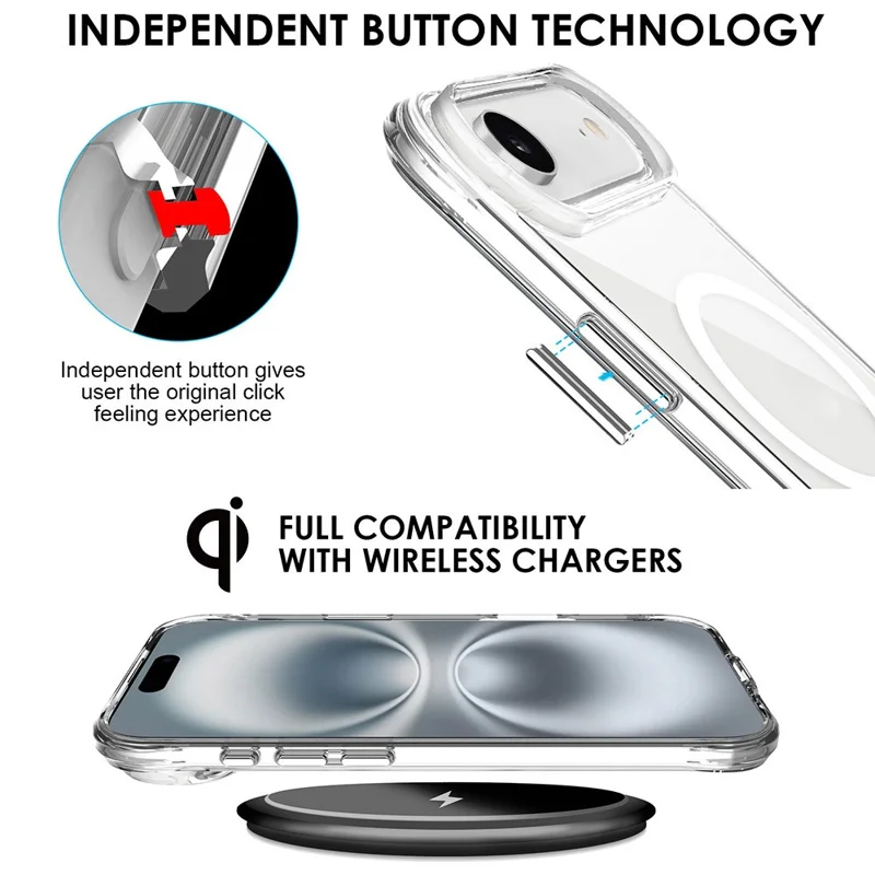 Capa de Ar para iPhone 17 Compatível com MagSafe TPU + PC Capa de Telefone Transparente