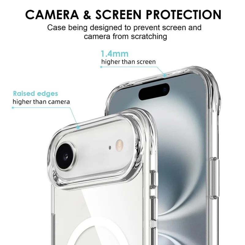 Capa de Ar para iPhone 17 Compatível com MagSafe TPU + PC Capa de Telefone Transparente