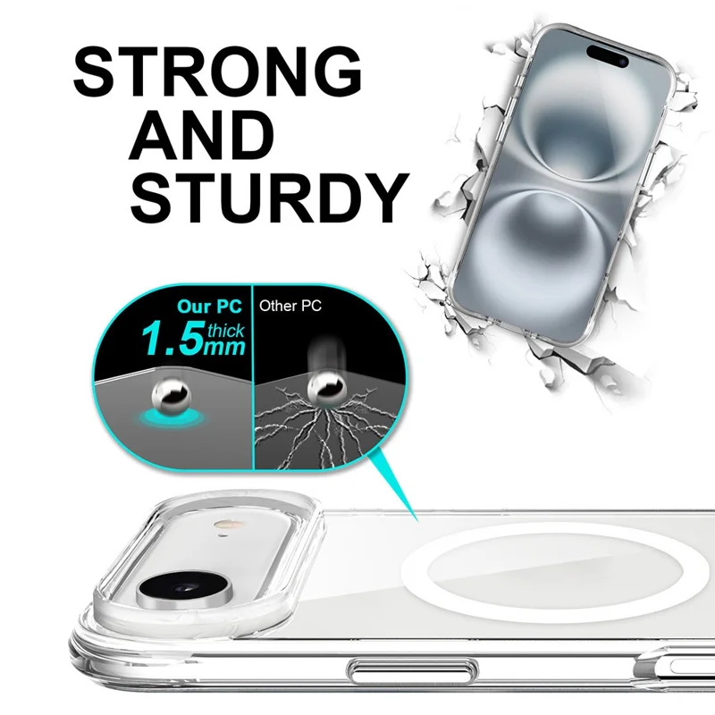 Capa de Ar para iPhone 17 Compatível com MagSafe TPU + PC Capa de Telefone Transparente