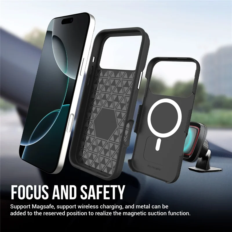 Étui pour iPhone 17 Pro Compatible avec MagSafe Protection TPU + PC Housse de Téléphone - Noir