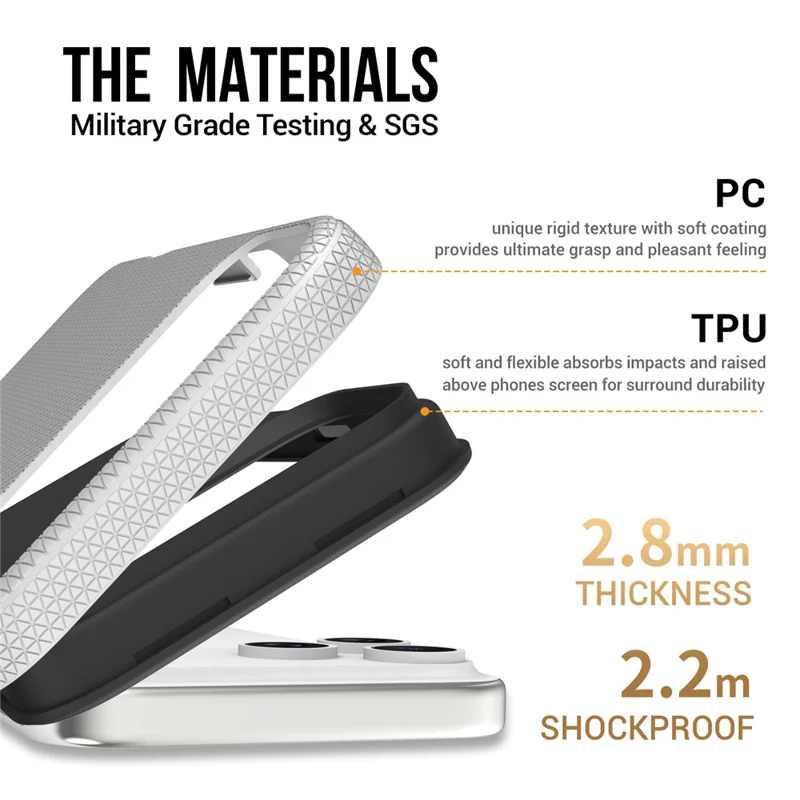 Étui pour iPhone 17 Pro Compatible avec MagSafe Coque de protection en TPU + PC - Argent